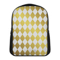White And Gold Harlequin Pattern Print Casual Backpack