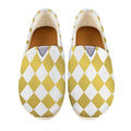 White And Gold Harlequin Pattern Print Casual Shoes