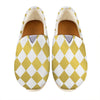 White And Gold Harlequin Pattern Print Casual Shoes