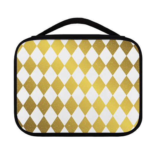 White And Gold Harlequin Pattern Print Classic Bible Case