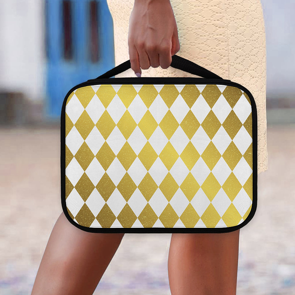 White And Gold Harlequin Pattern Print Classic Bible Case