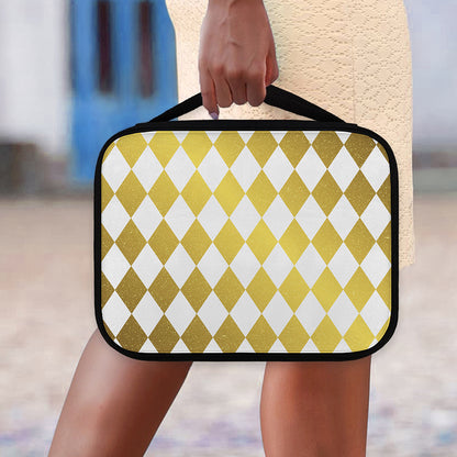 White And Gold Harlequin Pattern Print Classic Bible Case