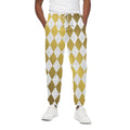 White And Gold Harlequin Pattern Print Cotton Sweatpants