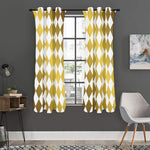 White And Gold Harlequin Pattern Print Curtain