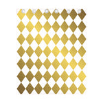 White And Gold Harlequin Pattern Print Curtain
