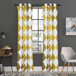White And Gold Harlequin Pattern Print Curtain
