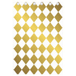 White And Gold Harlequin Pattern Print Curtain
