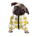 White And Gold Harlequin Pattern Print Dog Zip Up Jacket