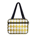 White And Gold Harlequin Pattern Print Double Strap Bible Bag