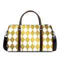 White And Gold Harlequin Pattern Print Duffel Bag
