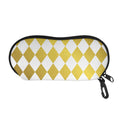White And Gold Harlequin Pattern Print Glasses Case