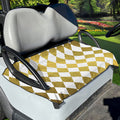 White And Gold Harlequin Pattern Print Golf Cart Seat Cover