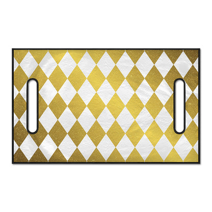 White And Gold Harlequin Pattern Print Golf Cart Seat Cover