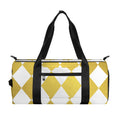 White And Gold Harlequin Pattern Print Gym Bag