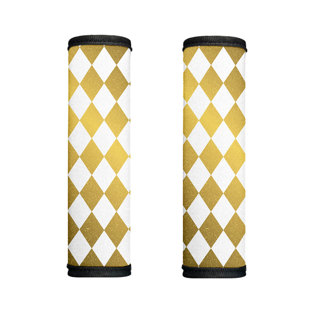 White And Gold Harlequin Pattern Print Handle Covers
