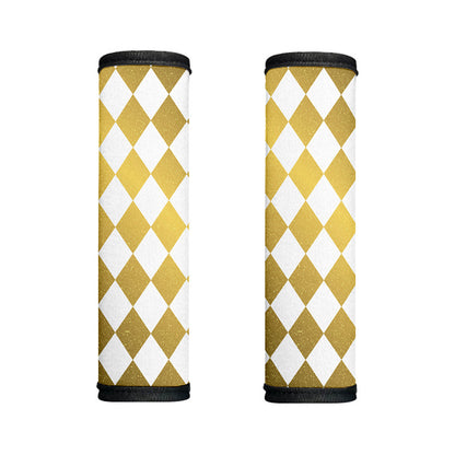 White And Gold Harlequin Pattern Print Handle Covers