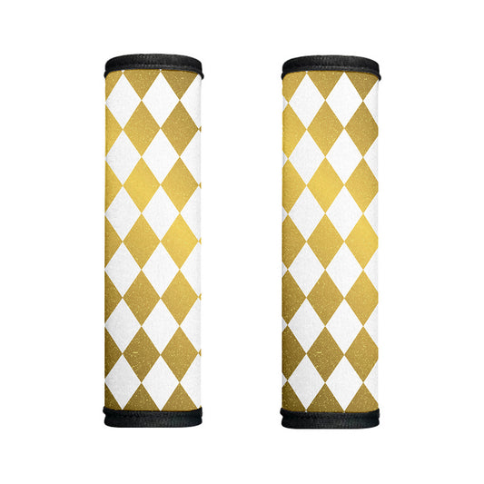 White And Gold Harlequin Pattern Print Handle Covers