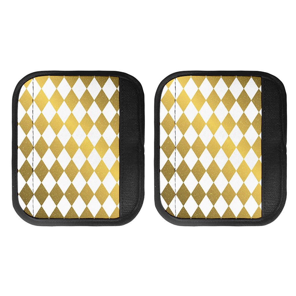 White And Gold Harlequin Pattern Print Handle Covers