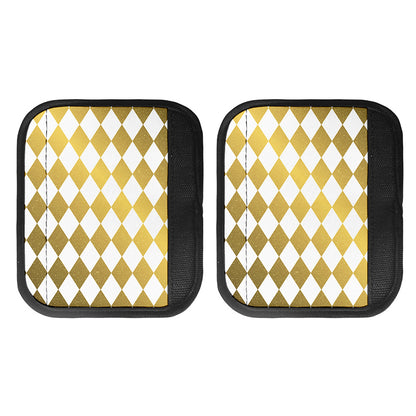 White And Gold Harlequin Pattern Print Handle Covers