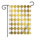 White And Gold Harlequin Pattern Print House Flag
