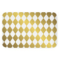 White And Gold Harlequin Pattern Print Indoor Door Mat