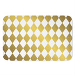 White And Gold Harlequin Pattern Print Indoor Door Mat