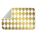 White And Gold Harlequin Pattern Print Indoor Door Mat