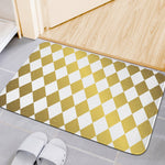 White And Gold Harlequin Pattern Print Indoor Door Mat