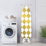 White And Gold Harlequin Pattern Print Ironing Board Cover