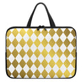 White And Gold Harlequin Pattern Print Laptop Sleeve With Handle