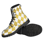 White And Gold Harlequin Pattern Print Backpack