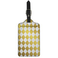 White And Gold Harlequin Pattern Print Luggage Tag