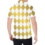 White And Gold Harlequin Pattern Print Men's Shirt