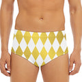 White And Gold Harlequin Pattern Print Men's Triangle Swim Briefs