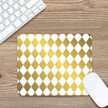 White And Gold Harlequin Pattern Print Mouse Pad