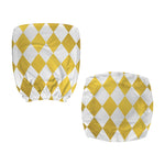 White And Gold Harlequin Pattern Print Office Chair Cover