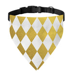 White And Gold Harlequin Pattern Print Over The Collar Dog Bandana