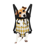 White And Gold Harlequin Pattern Print Pet Carrier Backpack