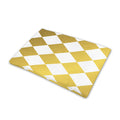 White And Gold Harlequin Pattern Print Pet Cooling Mat Cover