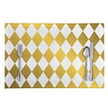 White And Gold Harlequin Pattern Print Placemat