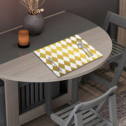White And Gold Harlequin Pattern Print Placemat