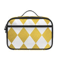 White And Gold Harlequin Pattern Print Portable Lunch Bag