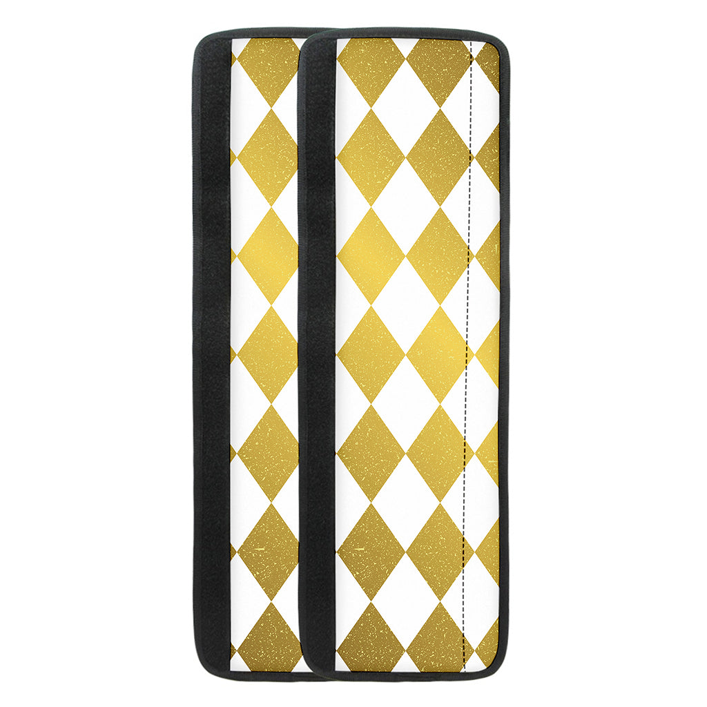 White And Gold Harlequin Pattern Print Refrigerator Handle Covers