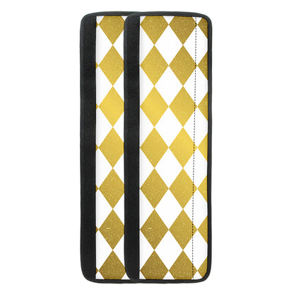 White And Gold Harlequin Pattern Print Refrigerator Handle Covers