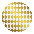 White And Gold Harlequin Pattern Print Round Blanket