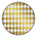 White And Gold Harlequin Pattern Print Round Floor Mat