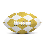 White And Gold Harlequin Pattern Print Rugby Ball