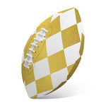 White And Gold Harlequin Pattern Print Rugby Ball