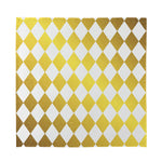 White And Gold Harlequin Pattern Print Silk Bandana
