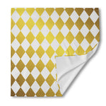 White And Gold Harlequin Pattern Print Silk Bandana